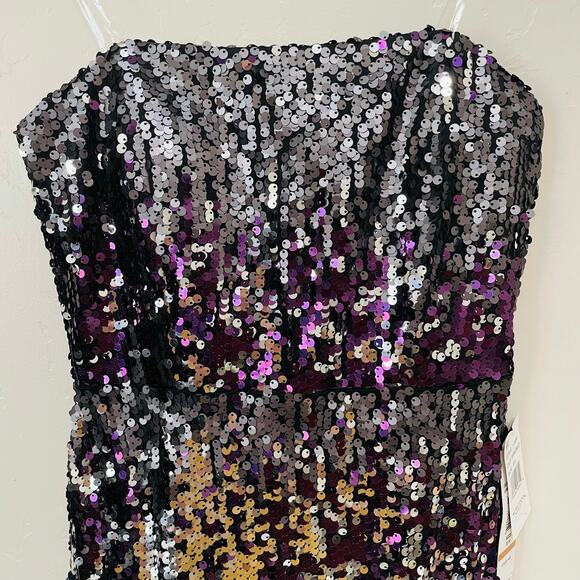 Prom Purple Multi Full Sequin Strapless Dress - Picture 5 of 14